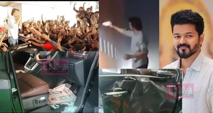 actor vijay in kerala and fans love car damaged