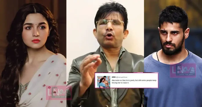 krk's derogatory remarks on aliya bhatt once and here is her and sidharths reply to the same
