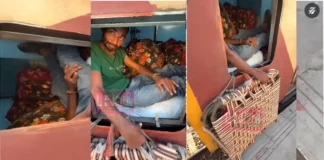 ട്രെയിനിലെ ടോയ്ലറ്റ് സ്വന്തം ബെഡ്റൂമാക്കി മാറ്റി യാത്രക്കാരൻ; ‘ഇതാണോ വീട്ടിലെ സാധനങ്ങളൊക്കെ?’ എന്ന് ചോദ്യം; അമ്പരപ്പിക്കുന്ന വീഡിയോ വൈറൽ.