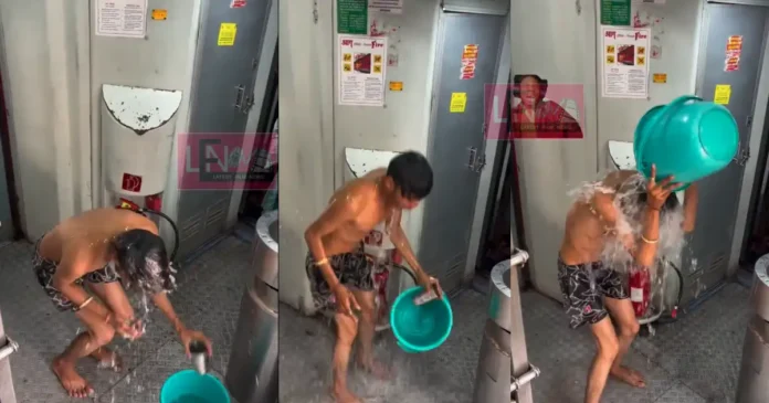man shower in moving train video went viral