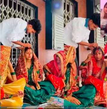 സോഷ്യൽ മീഡിയയിലെ താരങ്ങളായ മൂന്ന് സഹോദരിമാർ ഒരേ കാമറാമാന് വരണമാല്യം ചാർത്തി; യുപിയിലെ അംറോഹയിൽ നടന്ന ഈ അപൂർവ്വ വിവാഹം വിവാദമാകുന്നു